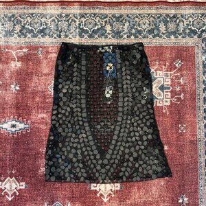 WITH TAGS Vintage Fendi Sequin & Mesh Black Midi Skirt FR 38 / IT 40